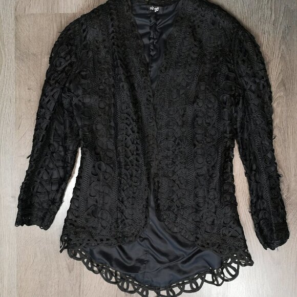 Victorian vintage guipure lace black lace jacket - Picture 6 of 11